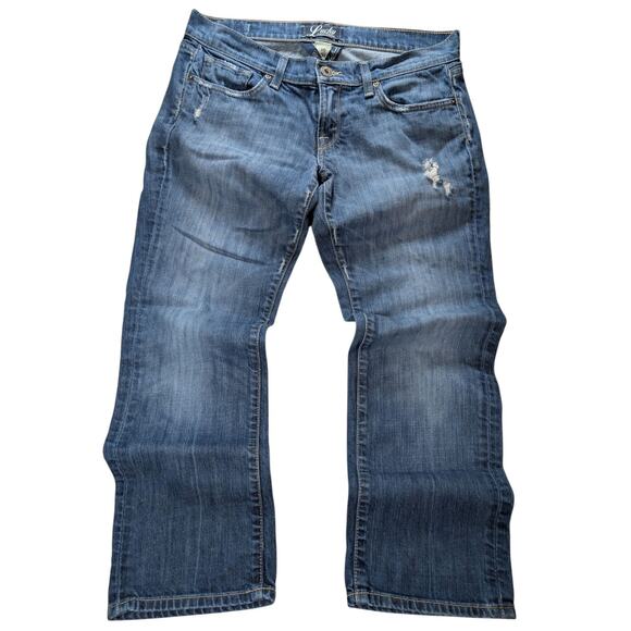 Lucky Brand Southport Zoe Straight Crop Distress Blue Jeans Women 10X30 (33X28) - Picture 1 of 7